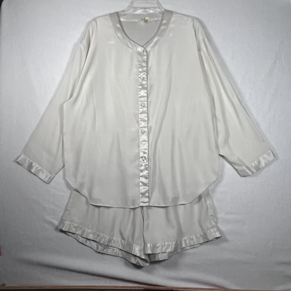 VTG Victoria's Secret Gold Label 2 Pc Pajama Loungewear Set Sz L Shorts